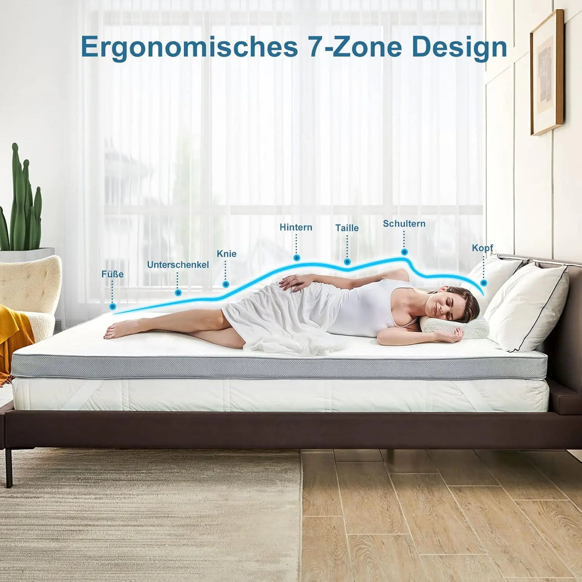 Cubrecolchón Vesgantti de 7,5 cm de espuma viscoelástica en gel para un sueño fresco y alivio del dolor de espalda, con funda lavable y correas elásticas
