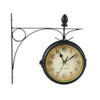 Reloj de pared Retro de doble cara, reloj de estación silenciosa con pilas, reloj de pared antiguo para sala de estar, dormitorio y oficina