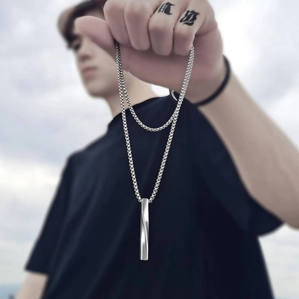Halsketten mit rechteckigem, geometrischem Anhänger, Schmuck aus Edelstahl,