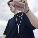 Halsketten mit rechteckigem, geometrischem Anhänger, Schmuck aus Edelstahl,